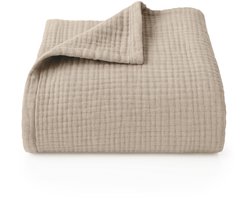 Blumtal Bedsprei Katoen Mousseline - OEKO-Tex gecertificeerd - Lichtgewicht sprei - 150 x 200 cm - Beige