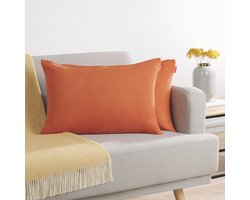 Blumtal Chenille Kussenslopen - Set van 2 - Zacht en met Blinde Rits - Kussenhoes 40 x 60, Gold Flame - Oranje