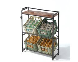 Blumtal Drankkistenrek Met Legplank - Houtlook - Metalen drankrek - Met flesopener & haken - Rek voor Drankkisten - Tot 50 kg per Plank - Zwart - 4 kratten