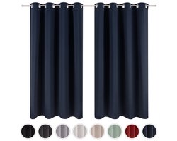 Blumtal Gordijnen - Verduisterend Gordijn Kant en Klaar - Blackout Gordijnen - 140 x 145 cm - Donker Oceaan Blauw - Set van 2