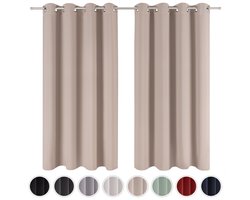 Blumtal Gordijnen - verduisterend - Kant en Klaar  - 140 x 175 cm - Taupe - Set van 2