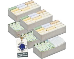 Blumtal HEMNES Organizer Opbergsysteem Kledingkast 6-delige set - 6x kledingkast organizer voor HEMNES ladekasten - Opvouwbare boxen voor beha's, T-shirts - Sokken opbergen - Grijs