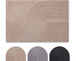 Blumtal Japandi Deurmat - Anti-slip - Polyester 60 x 90 cm - Beige - Boogpatroon