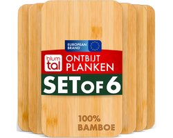 Blumtal Ontbijtplankjes - Set van 6 - Gemaakt van Bamboe - 22 x 14 x 0,8 cm - Snijplank