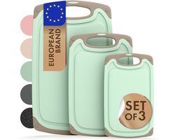 Blumtal Snijplank Linnmon - Kunststof Snijplank met Sapgroeven en Handvat - BPA Vrij - Groen - S, M, L - Set van 3