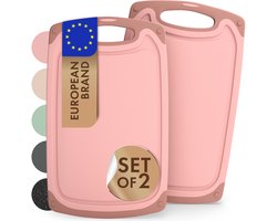Blumtal Snijplank Linnmon - Kunststof Snijplank met Sapgroeven en Handvat - BPA Vrij - Roze - Large - Set van 2