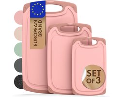 Blumtal Snijplank Linnmon - Kunststof Snijplank met Sapgroeven en Handvat - BPA Vrij - Roze - S, M, L - Set van 3