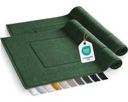 Blumtal Terry Badmat - Badmat 100% Katoen in 50x80 cm - Oeko-Tex gecertificeerd badmat & douchemat - Badmat - Set van 2 stuks - Donkergroen