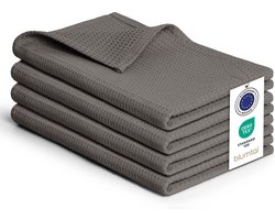 Blumtal® Theedoeken 50x70 cm- Set van 4 - Theedoeken katoen 100% - Keukendoeken wasbaar op 60 °C - Keuken handdoeken katoen - Keukendroogdoeken - Wafeldoeken - Vaatdoeken - Antraciet