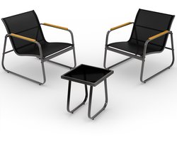 Blumtal Tuinset - Loungeset - Mesh en metaal - Antraciet- 3 Delig - 2 stoelen - Tafel