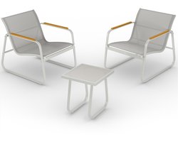 Blumtal Tuinset - Loungeset - Mesh en metaal - Grijs- 3 Delig - 2 stoelen - Tafel