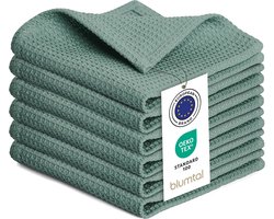 Blumtal® Wafeldoeken 30x30 cm - Set van 10 - Theedoeken katoen 100% - Keukendoeken wasbaar op 60 °C - Keukendroogdoeken - Vaatdoeken - Groen