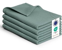Blumtal® Wafeldoeken 50x70 cm- Set van 4 - 100% Katoenen doeken - Keukendoeken wasbaar op 60 °C - Keukendroogdoeken - Vaatdoeken - Groen