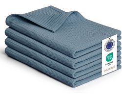 Blumtal® Wafeldoeken 50x70 cm- Set van 4 - 100% Katoenen doeken - Keukendoeken wasbaar op 60 °C - Keukendroogdoeken - Vaatdoeken - Lichtblauw