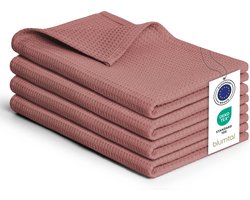 Blumtal® Wafeldoeken 50x70 cm- Set van 4 - 100% Katoenen doeken - Keukendoeken wasbaar op 60 °C - Keukendroogdoeken - Vaatdoeken - Roze