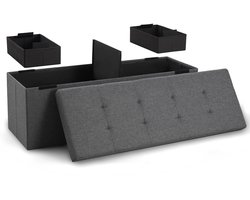 Blumtal Zitbank met Opbergruimte - 110x38x38cm - Hocker met opbergruimte - Antraciet - met 2 dozen