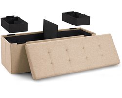 Blumtal Zitbank met Opbergruimte - 110x38x38cm - Hocker met opbergruimte - Beige - met 2 dozen