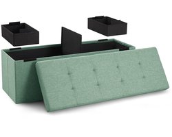 Blumtal Zitbank met Opbergruimte - 110x38x38cm - Hocker met opbergruimte - Turquoise - met 2 dozen