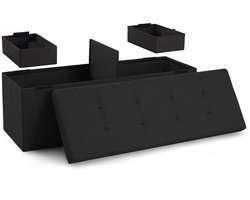 Blumtal Zitbank met Opbergruimte - 110x38x38cm - Hocker met opbergruimte - Zwart - met 2 dozen