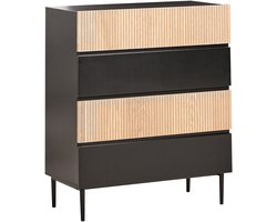BLYTHE- Ladekast 4 lades - Zwart/Bruin - MDF