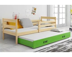 BMS - Jeugdbed - 90x200 cm - Groen en Hout - Met Matras en La