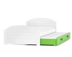 BMS - LILI Extendable Youth Bed - 90x200 met Matras en Lade, Wit/Groen