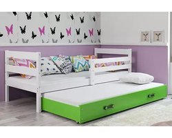BMS - Uittrekbaar Jeugdbed - 90x200 cm - Wit/Groen