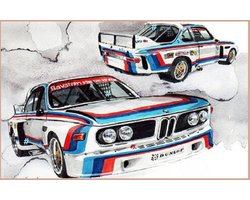 BMW 3.0 CSL Metalen Wandbord, Maat:30x20 cm - Werkplaats-Garage-Classic Cars-Man Cave-Wandbord Mancave-Kroeg decoratie-Tekstbord-Metalen wanddecoratie