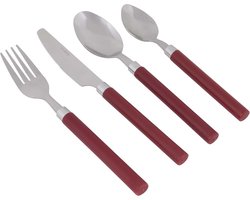 Bo-Camp - Bestekset - RVS - 16-Delig - 4 Personen - Rood