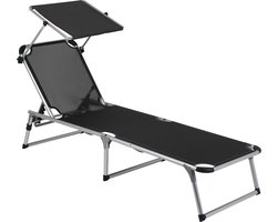 Bo-Camp - Ligbed - Met zonnescherm - 5 Standen - Zwart