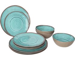 Bo-Camp - Servies - Halo - 12 Stuks - Aqua