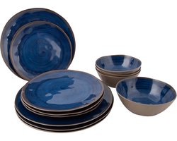 Bo-Camp - Servies - Halo - 12 Stuks - Blauw