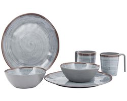 Bo-Camp Servies - Halo - 6-Delig - Melamine - Grijs