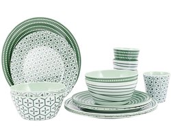 Bo-Camp Servies - Mix & Match - 16-Delig - Melamine - Groen - Leaf