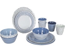 Bo-Camp - Servies - Mix & Match- 16 Stuks - Blauw