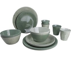 Bo-Camp - Servies - Mix & Match- 16 Stuks - Groen