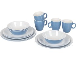 Bo-Camp - Servies - Two-tone - 16 Stuks - Blauw