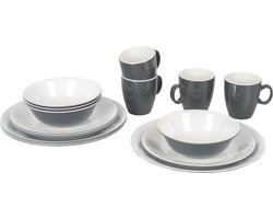 Bo-Camp - Servies - Two-tone - 16 Stuks - Grijs