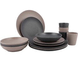 Bo-Camp - Urban Outdoor - Servies - Folkestone - 16 Stuks - Beige/Grijs