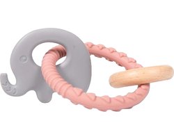 Bo Jungle B- Rattle Rings Olifant | Roze