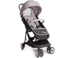 Bo Jungle - Buggy - Kleine Kinderwagen - Plooibuggy - Licht 6,34 kg - Met rugzak voor op het vliegtuig - Verstelbaar en Wendbaar - Omvormbaar tot draagmand - Met zonnekap en muggengaas - Genius Reversible Stroller Licht Grijs
