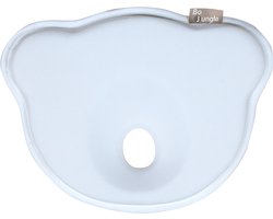 Bo Jungle - Ergonomisch Hoofdkussen - Traagschuimvulling - Tegen plat achterhoofdje - Ademende stof - Vorm Beertje - Kraamcadeau - Cosy White - Wit