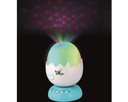 Bo Jungle - Nachtlampje Kinderen - Netstroom of batterijen - Bedlamp Baby - Sterrenhemel plafond Kinderkamer- Met muziek en geluiden - Timer 15 minuten - - Egg Night Light Projector with Music Turquoise