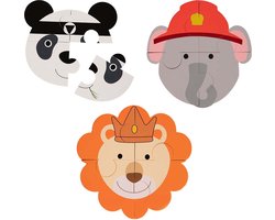 Bo Jungle - Puzzel Peuters - In Foam - Kan ook in het bad - 4 stuks per diertje - Jigsaws Baby - Badspeeltje -Animal Puzzle (3 stuks) Panda - Olifant - Leeuw