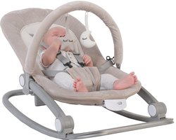 Bo Jungle - Schommelstoel en zitje in 1 - Wipstoel - Bouncer - Baby tot kleuter - Tot max. 18 kg - Inclusief Speelboog en verkleinkussen - Meegroeiende Swing - Zachte stof - Muziek en vibratie functies - Rocker Beige