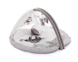 Bo Jungle - Speelmat Baby met speelboog - opvouwbaar met opbergzak - Baby Gym - Zachte stof - 4 knuffels - 90 x 60 cm - Play Gym Apple Grey - speeltapijt