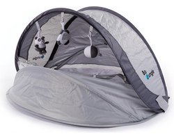 Bo Jungle - Speeltent Baby - Pop Up tent - UV-werend - Makkelijk opplooibaar - muggengaas - 3 afneembare speeltjes - Uitneembare matras - Opbergzak - Play Nest Grijs