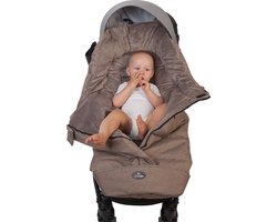Bo Jungle - Voetenzak Buggy universeel - Waterbestendig - Windbestendig - Fleece voering - Winter - Met kap - Wasbaar - Anti-slip onderkant - Kinderwagen - Geschikt voor 5 puntsgordel - Thermo Foormuff Universal Beige