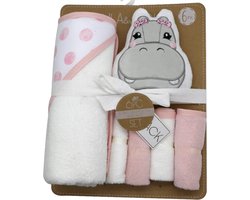 Bo & Mila - Baby Bad Set - Nijlpaard - Badcape - Handdoek - Spons - Cadeauset - Baby Geschenk - Baby Shower