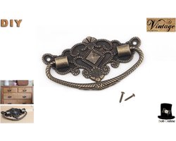 Bob Online ™ - 1 Stuk – Bronzen - Metalen Handvat + 2 x Schroeven – Meubelgreep - Accessoires voor Meubels – Meubel Handgreep – Hobby Handvat – Lade Handvat – Trekgrepen -  Bronze Zink Alloy Drawer or Wooden Box Handle – Decoupage - Trekhandgrepen
